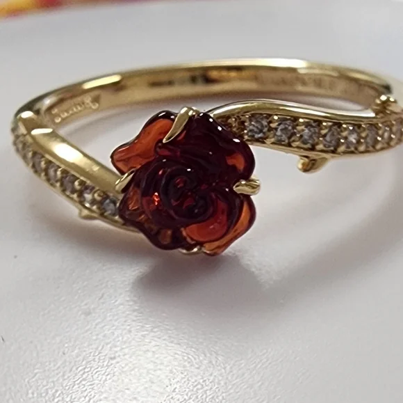 Pandora Disney Beauty and the Beast Enchanted Rose Ring Size 54 - Picture 2 of 6